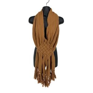 Cardon Shawl Scarf One Size Camel Brown Woven Detail